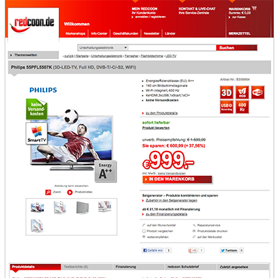 Redcoon Produktdetailseite